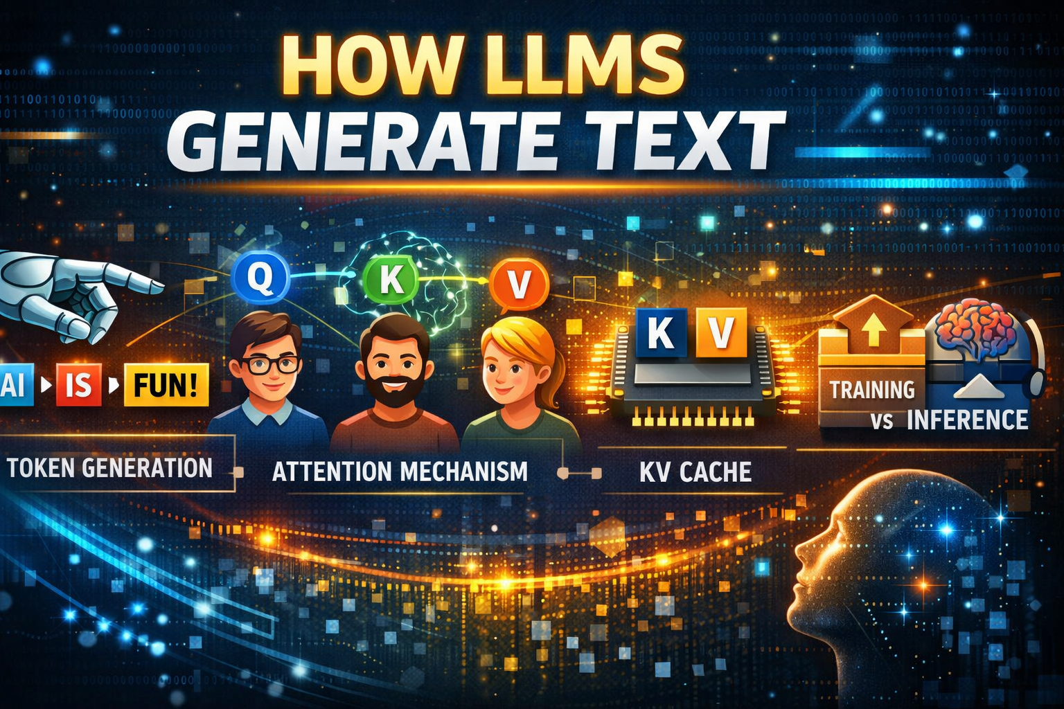 How LLMs Actually Generate Text: Token Generation, Attention & KV Cache (Explained Simply)