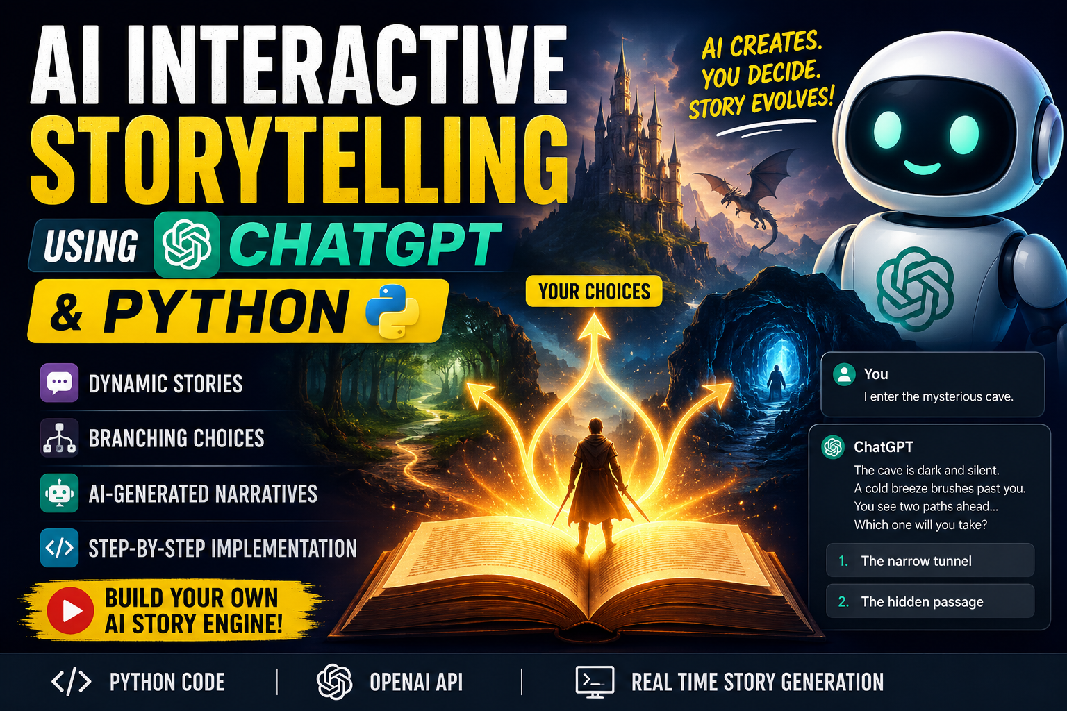 AI Interactive Storytelling using ChatGPT and Python | Build Dynamic AI Stories