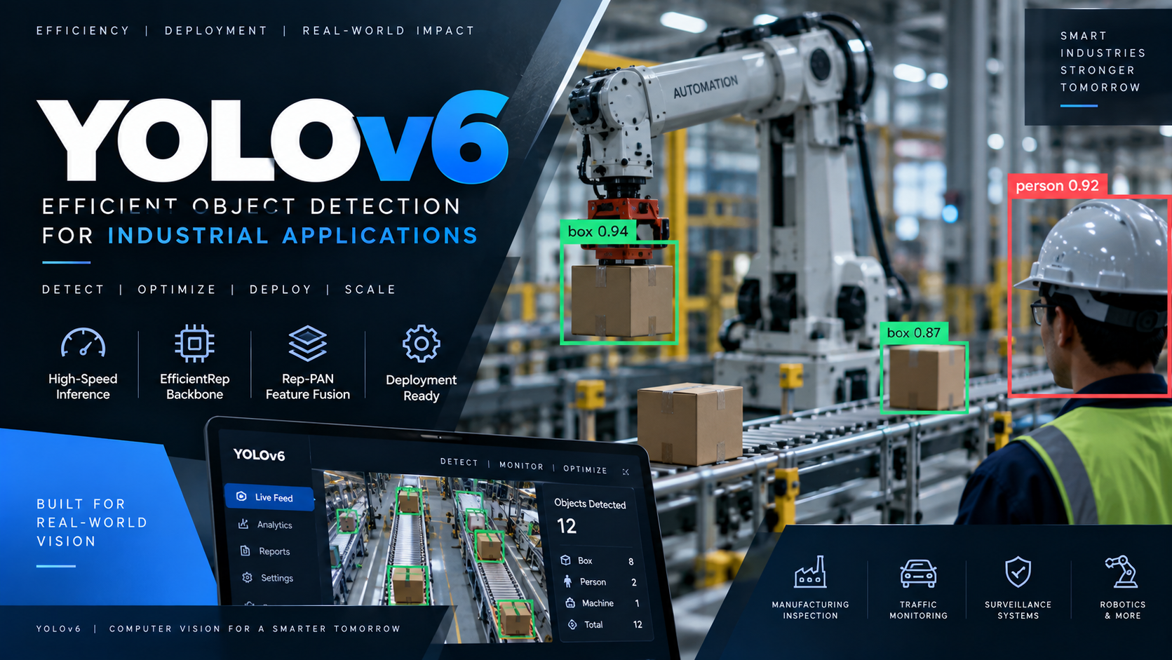 YOLOv6: Efficient Object Detection for Industrial Applications