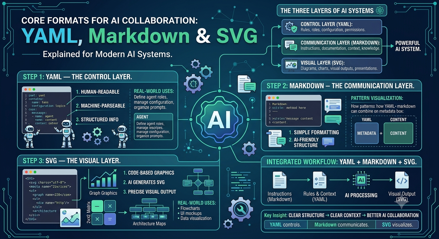 Core Formats for AI Collaboration: YAML, Markdown & SVG Explained for Modern AI Systems